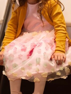 Blueberi Boulevard Girls Pink Floral Tulle Dress